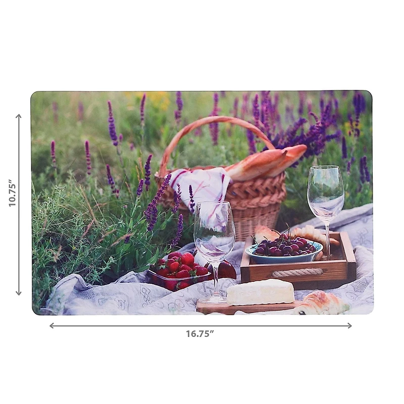 IH Casa Decor Plastic Placemat Picnic At A Lavender Field - Set of 12
