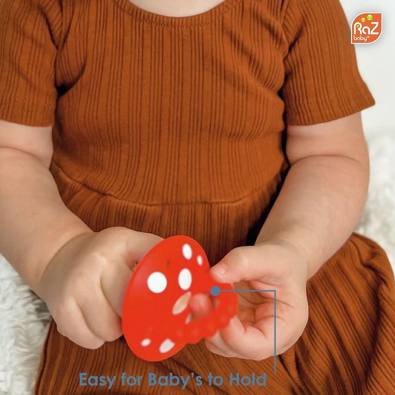 RaZbaby - Chompy Mushroom Silicone Teether - Red & Green
