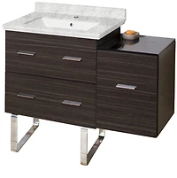 American Imaginations 47.5-in. W Floor Mount White Vanity Set For 3H4-in. Drilling Black Galaxy Top Biscuit UM Sink AI-18773