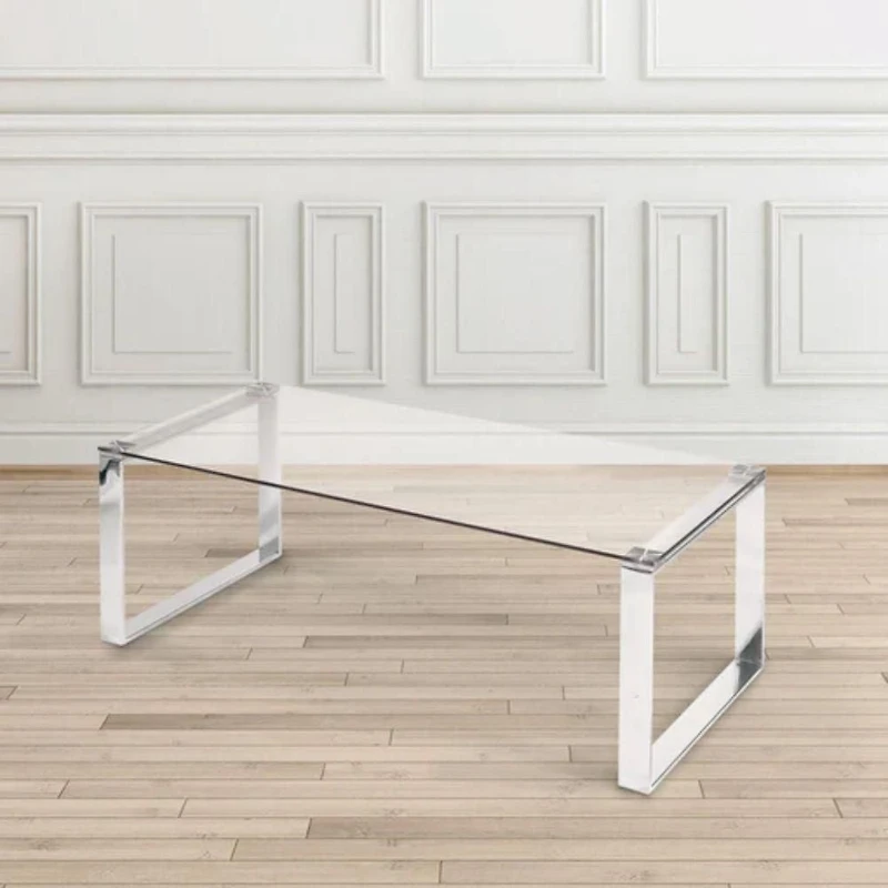 Gen Coffee Table with glass top and metal chrome legs