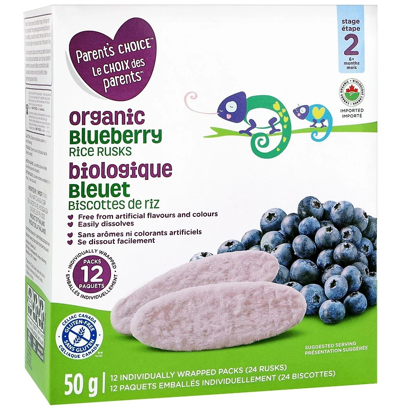 Biscottes de riz biologiques saveur bleuet Le choix des parents 50 g