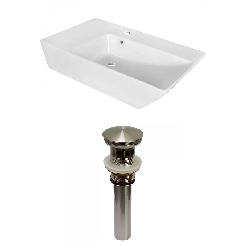 American Imaginations AI-31399 16,5 pouces W au-dessus du navire blanc de compteur pour le perçage de centre de 1 trou