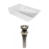 American Imaginations AI-31399 16,5 pouces W au-dessus du navire blanc de compteur pour le perçage de centre de 1 trou