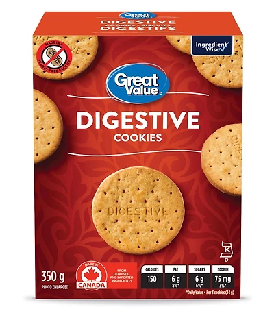 Great Value Plain Digestive Cookies, 350 g