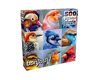 Buffalo Games Bonjour Wild Bird Collage 500-Piece Interlocking Jigsaw Puzzle for Adults Ages 14-99 Years
