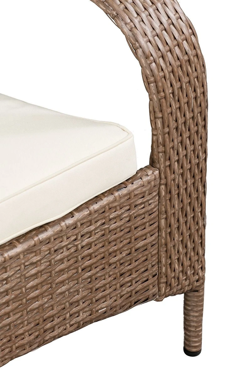 Patioflare Comfort Height Wicker Muskoka Chair - Caramel Brown Wicker with Beige Cushion