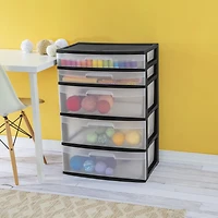 Sterilite 5 Drawer Black Wide Cart, 1 unit