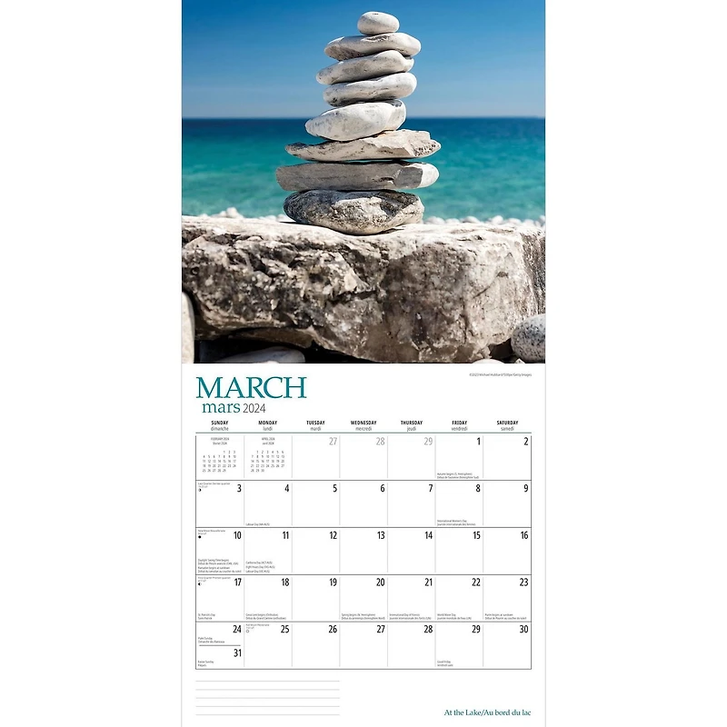 Wyman Publishing At the Lake Au bord du lac 2024 30.48x60.96 CM Mur Carré Calendrier, 9781525611483