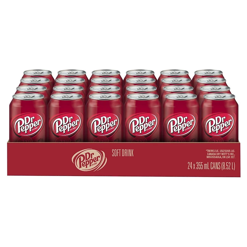 Boisson gazeuse Dr Pepper 24 x 355 mL, Plateau, Canettes 24x355mL