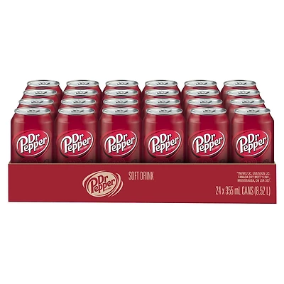 Boisson gazeuse Dr Pepper 24 x 355 mL, Plateau, Canettes 24x355mL