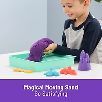 Kinetic Sand Sandbox Set, 1lb Purple Play Sand, Sandbox Storage, 4 Molds and Tools, Sensory Toys for Kids Ages 3+