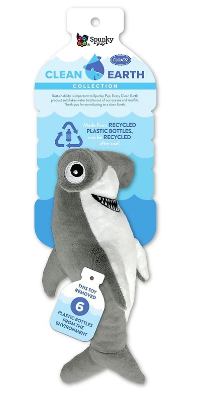Clean Earth Plush Hammerhead Dog Toy - 100% Sustainable