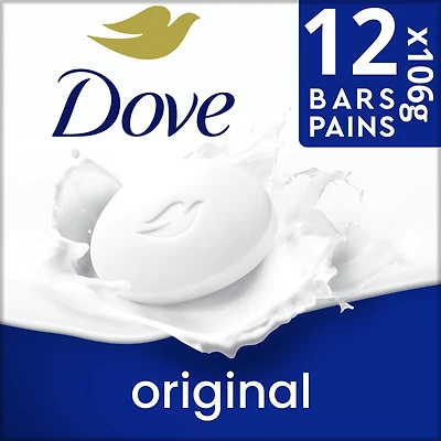 Dove Pain de Beauté nettoyant doux pour la peau et hydratant pour un soin cutané doux Original conçu avec 1/4 de crème hydratante, 106g 12 unités