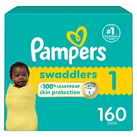 Pampers Swaddlers Couches, Taille 1 (8-14 lbs), Absorbantes, Garde Bébé au Sec et Confortable, Couche Jetable pour Bébé Sécuritaire pour la Peau