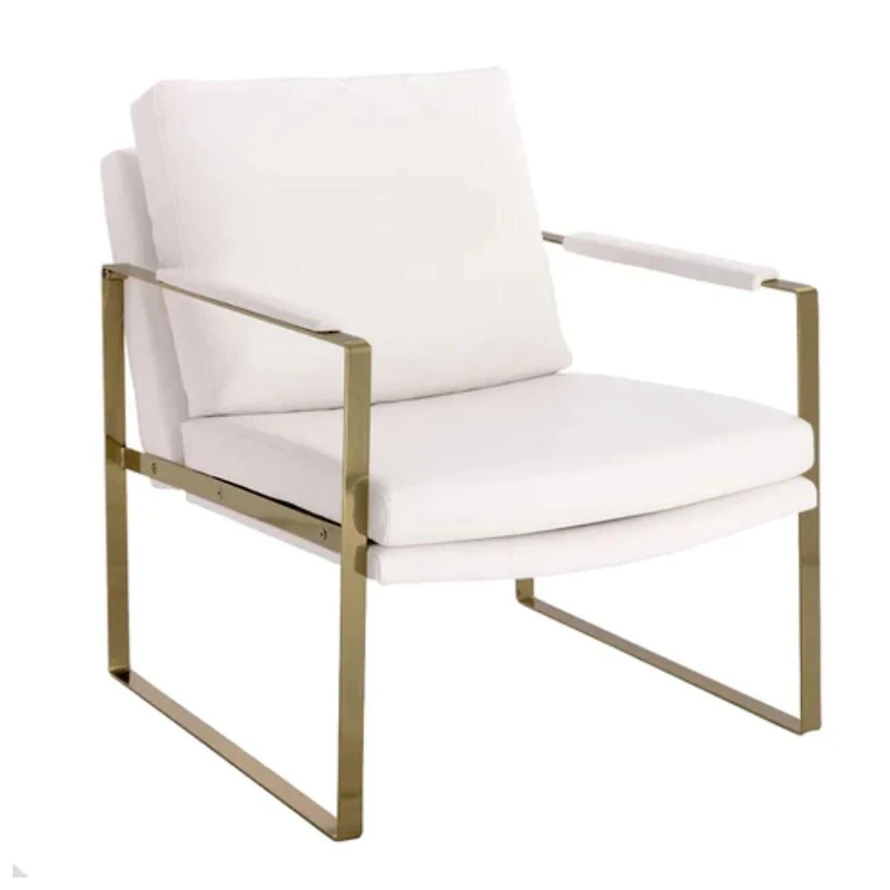 Guaynaa Arm Lounge Chair with brushed metal frame and upholstered in smooth faux leather