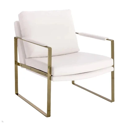 Guaynaa Arm Lounge Chair with brushed metal frame and upholstered in smooth faux leather