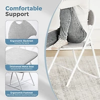 Homy Casa Lot de 4 chaises de salle à manger pliantes - Ensemble de 4 tabourets pliants rembourrés de qualité supérieure avec cadre en métal robuste, rose/gris/brun