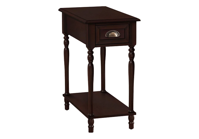 Monarch Specialties Accent Table, 2 Tier, Side Table, End, Narrow, Nightstand, Bedroom, Lamp, Storage Drawer, Green Veneer, Traditional