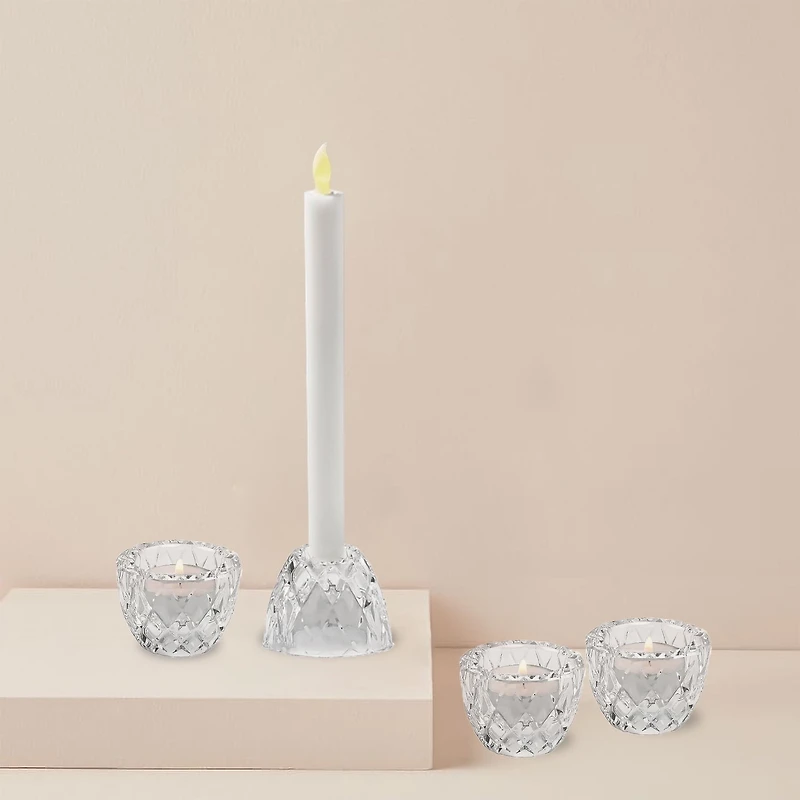 Mainstays Diamond 2in1 Glass Home Candle Holder 4pack, Mainstays Diamond 2in1 Glass Candle Holder 4pack