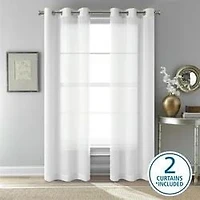 Mainstays Windowpane Sheer Window Curtains Panel Pair, Set of 2, White, 38" W x 84" L