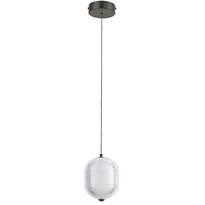 Luminaire suspendu Peri, 7,5 W, noir mat, diffuseur en acrylique transparent