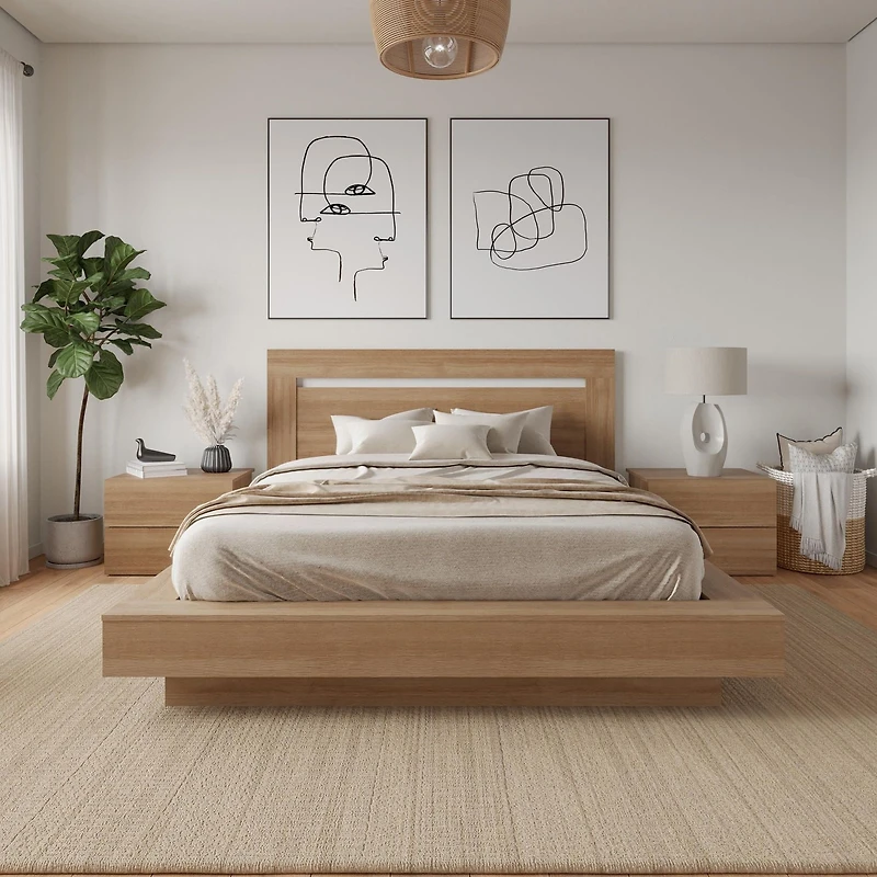 Byron 4-Piece Queen Size Bedroom Set with Bed, Headboard, and 2 Nightstands