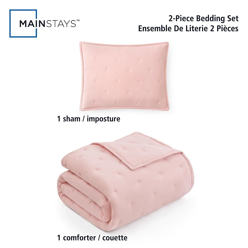 Mainstays 3-Piece Comforter Set, Pink Blush, Double Queen