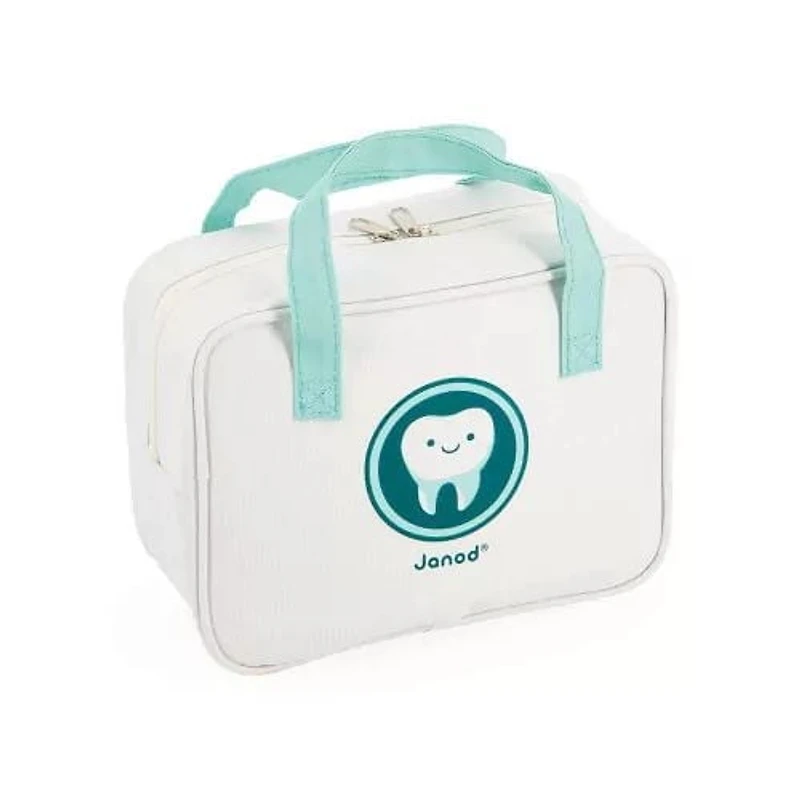 Janod - Dentist's Case - Pretend Play Occupational Toy - 9 Wooden and Cardboard Accessories Included - Boosts The Imagination - Water-Based Paints - 3 Years +