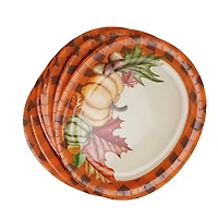Way to celebrate! Thanksgiving Oval Pumpkins and Fall Leaf Paper Plates, 12.6" x 10.3", 8ct