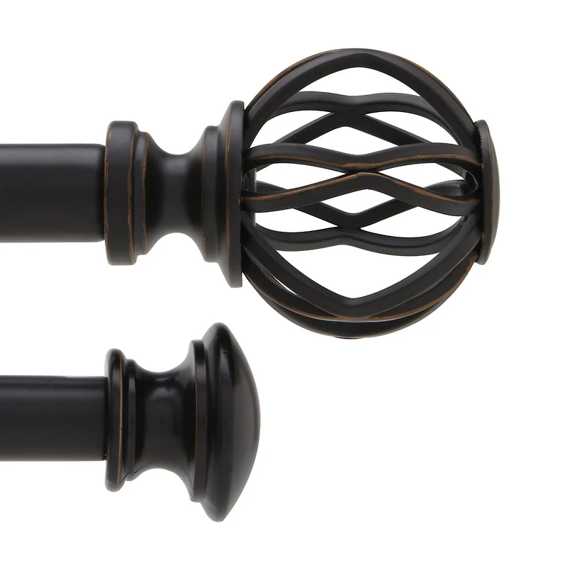 Ens. tringles doubles Lattice de hometrends de 3/4 po ajustables (42 à 120 po) avec embouts en treillis en noir