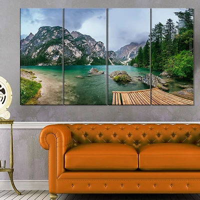 Design Art Lake between Mountains Landscape Photo Canvas Print