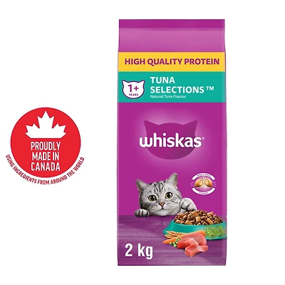 Whiskas Adult Dry Cat Food Tuna Selections, High Quality Protein, 2 - 9.1kg