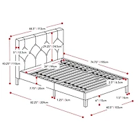 Cadre de lit plateforme rembourré CorLiving Nova Ridge pour adulte avec tête de lit (sans sommier)