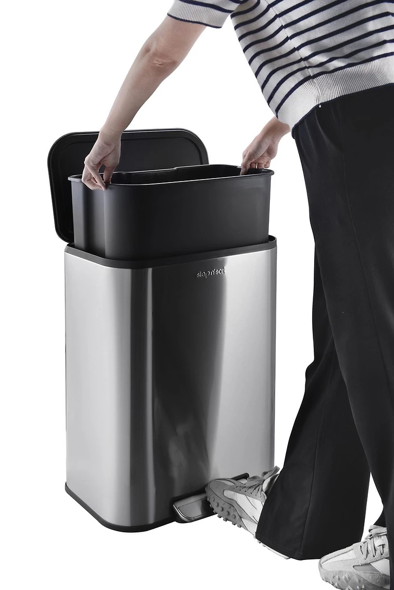 Poubelle de cuisine 50 L en acier inoxydable – Pédale au pied, couvercle à fermeture douce, finition anti-empreintes, bac intérieur amovible – Grande capacité pour maison et bureau