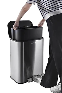 Poubelle de cuisine 50 L en acier inoxydable – Pédale au pied, couvercle à fermeture douce, finition anti-empreintes, bac intérieur amovible – Grande capacité pour maison et bureau