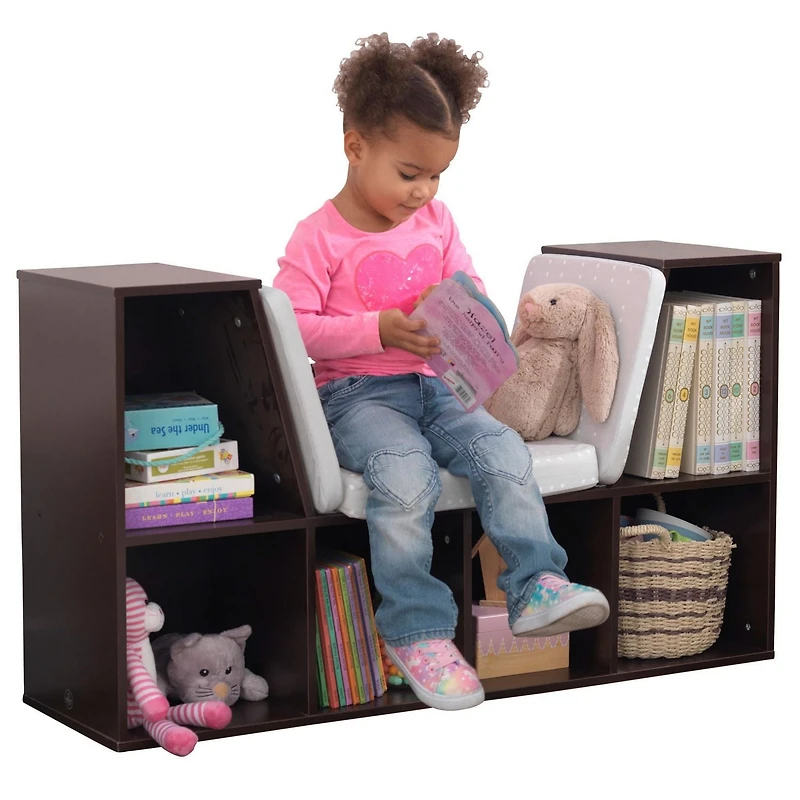 KidKraft Wooden Bookcase with Reading Nook - Espresso