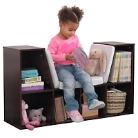 KidKraft Wooden Bookcase with Reading Nook - Espresso