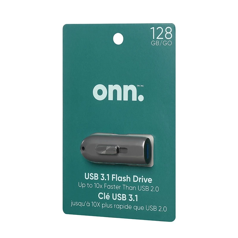 onn. 128 GB USB 3.1 Fast Transfer Flash Drive
