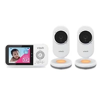 VTech VM3254-2 2 Camera 2.8” Digital Video Baby Monitor with Night Light, White