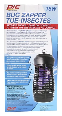 PIC® 15W BUG ZAPPER, ATTRACTS AND KILLS BUGS ON CONTACT!