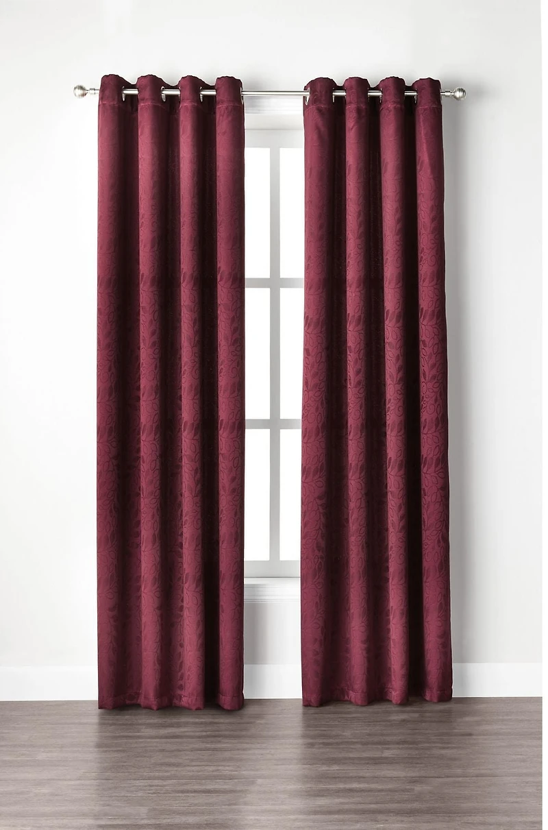 Mainstays Jacquard Panneau de fenêtre avec Motif Feuille Rouge Vin