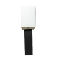Conceptions Elégantes Lampe de table moderne en cuir avec abat-jour en tissu blanc