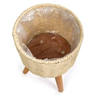 Truu Design Decorative Woven Paper Planter Set with Wooden Legs