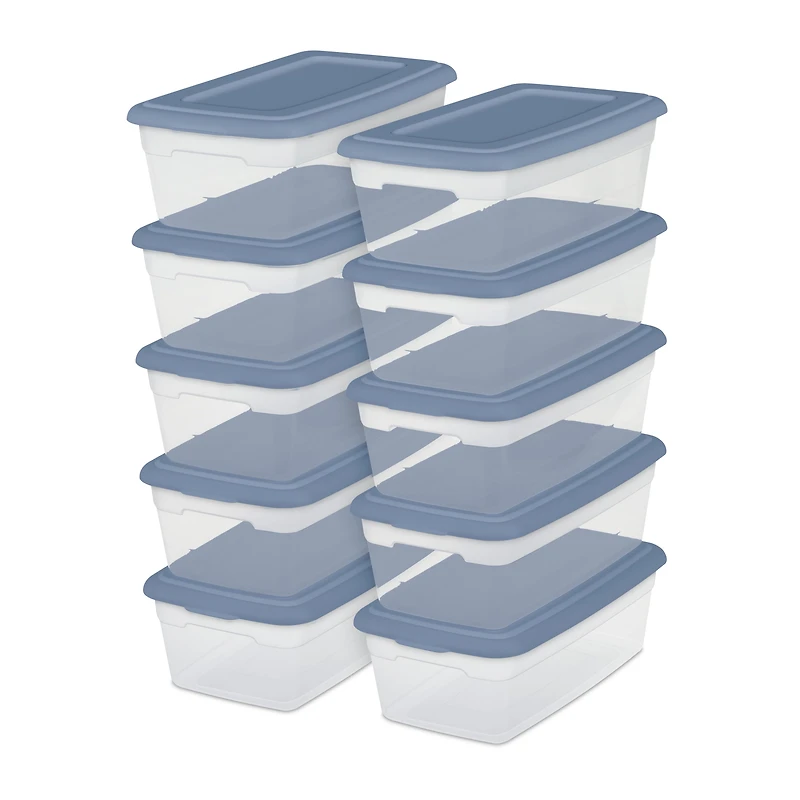 Sterilite Set of (10) 5.7 Liter Storage Boxes Blue Moonlight