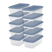 Sterilite Set of (10) 5.7 Liter Storage Boxes Blue Moonlight