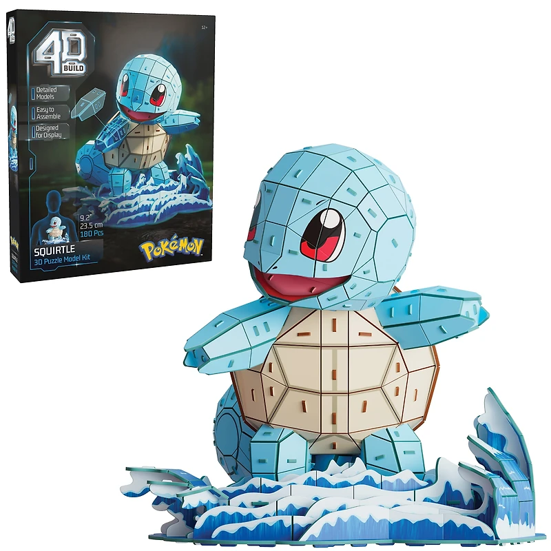 4D Build, Pokémon Squirtle, puzzle 3D, figurines Pokémon à collectionner, collection de départ Kanto, décoration de bureau, puzzles pour adultes, jouets de construction, puzzles 3D pour adultes et ado 4D Build, Pokémon Squirtle, puzzle 3D, figurines Pokémon à collectionner, collection de départ Kanto, décoration de bureau, puzzles pour adultes, jouets de construction, puzzles 3D pour adultes et adolescents, 180 pièces, à partir de 12 ans