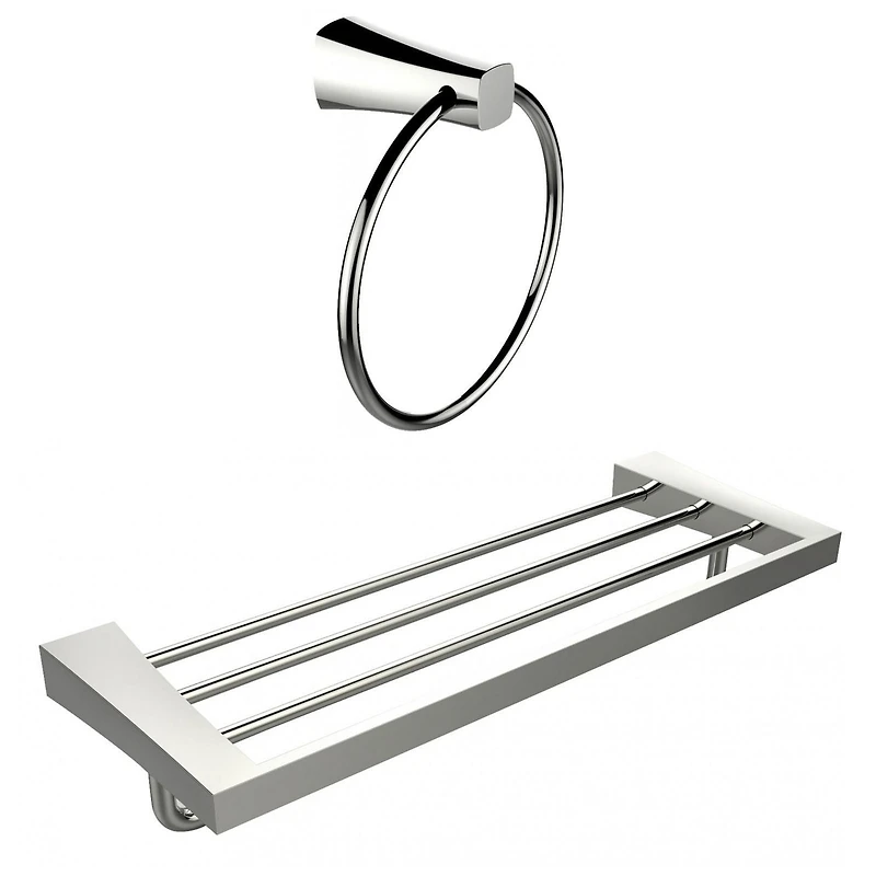 Chrome Plated Towel Ring With Multi-Rod Towel Rack Accessory Set AI-13349