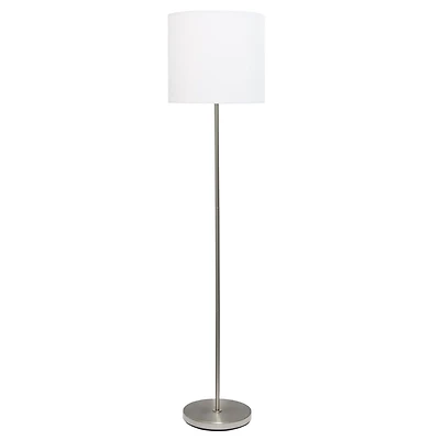 Lampe de sol en nickel brossé pour tambour, de conception simple, blanc