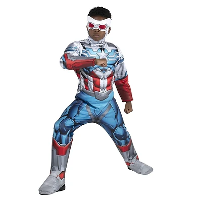 MARVEL'S CAPTAIN AMERICA FALCON QUALUX COSTUME (ENFANT) - Combinaison en jersey de polyester farcie de mousse plus casque