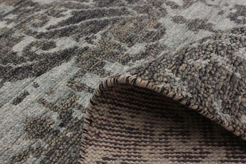 ECARPETGALLERY Tapis Noué à la Main pour Salon, Salle à Manger et Chambre à Coucher Transitionnel Collection La Seda 5'1" x 7'10" en Gris